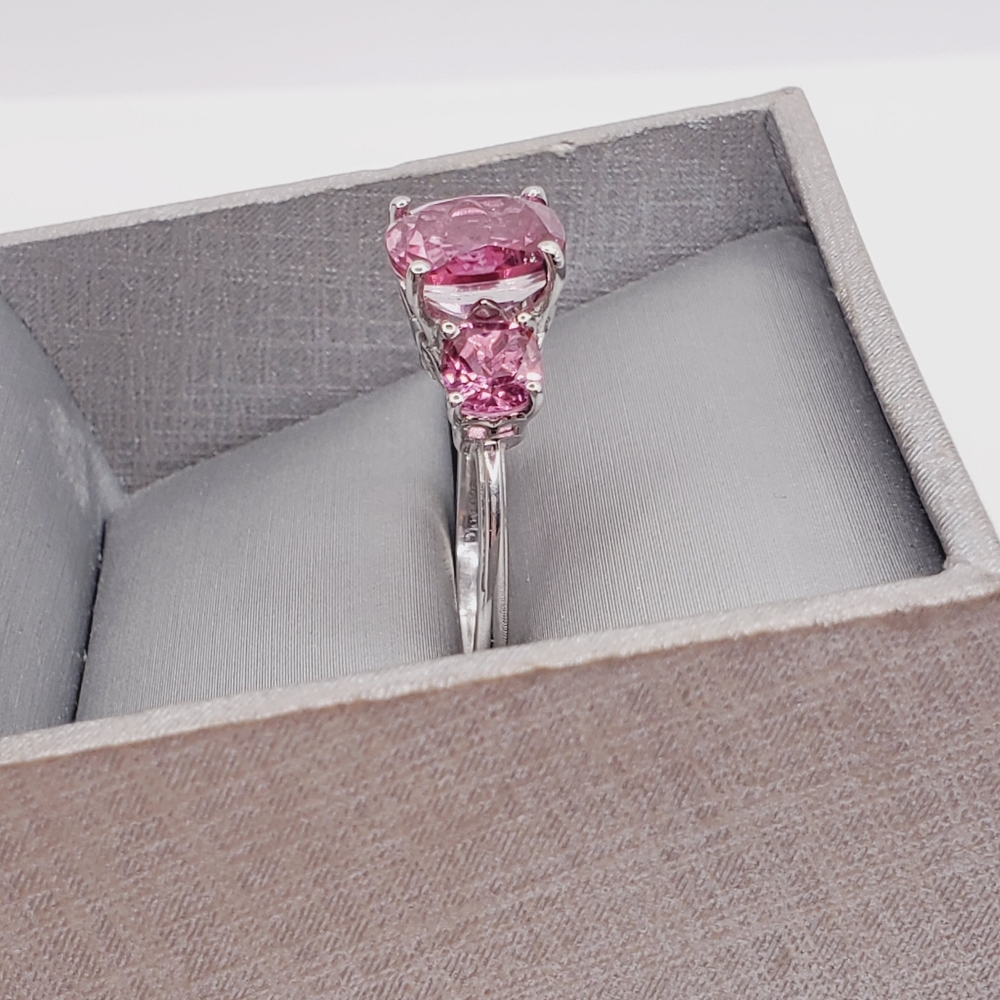 Pink Quartz Ring Cushion Cut Ring 925 Sterling Silver Ring - Picture 2 of 8